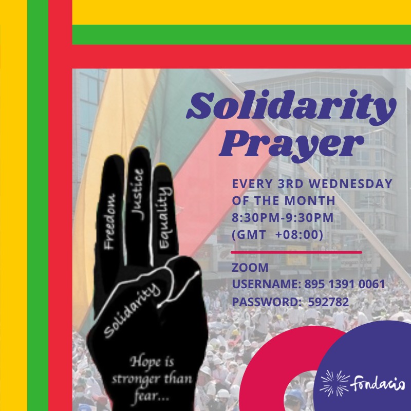 Prière de solidarité pour le Myanmar tous les 3e mercredis du mois